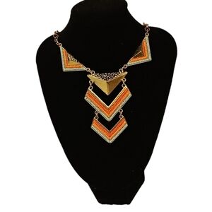 Southwestern Colorful Geometric Triangle Necklace